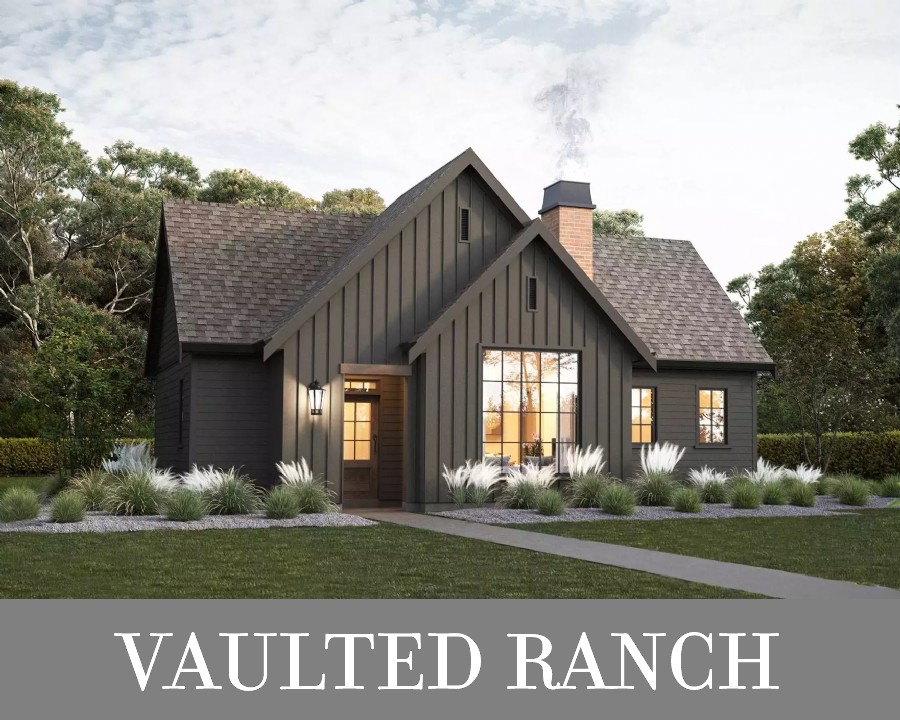 A One-Story Cottage with Two Split Bedrooms and Baths and Vaulted Open-Concept Living