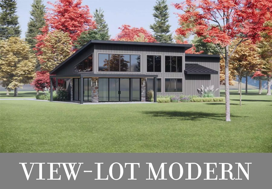 A Two-Bedroom Modern Ranch with Vaulted Ceilings and Large Windows for Light and Views