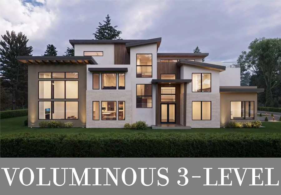 A Super Luxurious Three-Story Contemporary Home with Six Bedrooms, Volume Living, and a Roof Deck