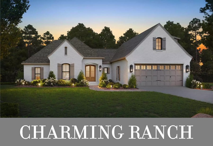 A Modest French-Country Ranch with Split Bedrooms and a Front Garage for a Neighborhood