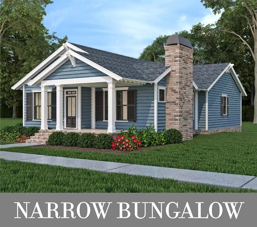 A Narrow Traditional Bungalow with 1,946 Square Feet in a Defined Floor Plan with Split Bedrooms