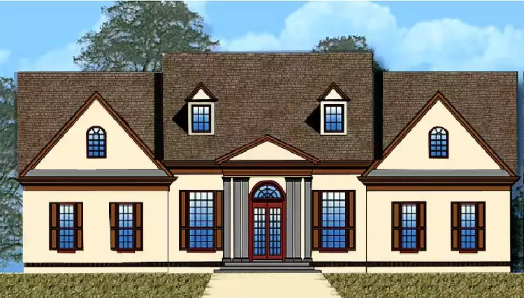 image of single story colonial house plan 4268