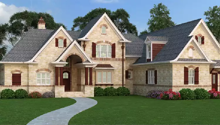 image of single story lake house plan 5215