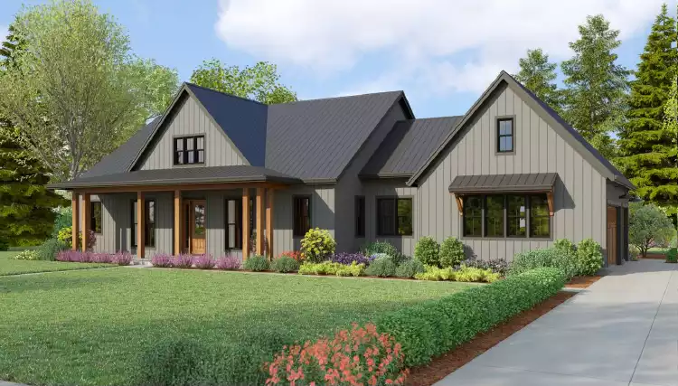 image of single story modern farmhouse plan 2865