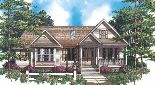 image of single story traditional house plan 2462