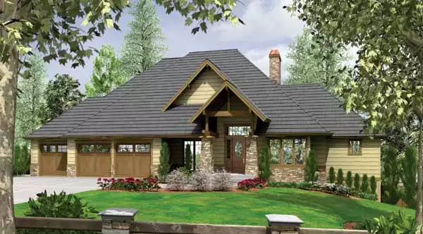 image of large craftsman house plan 5884