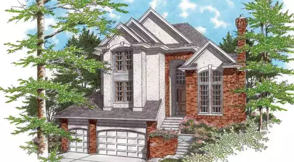 image of 2 story european house plan 2645