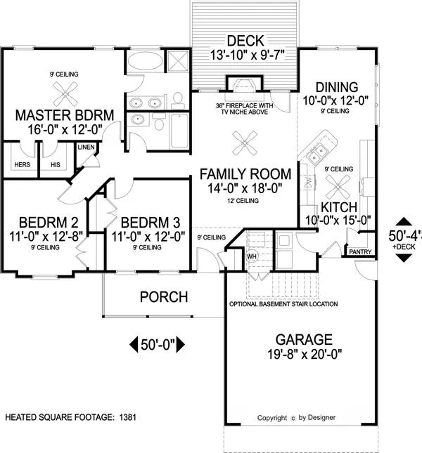 The Lexsy 6281 - 3 Bedrooms and 2 Baths | The House Designers - 6281