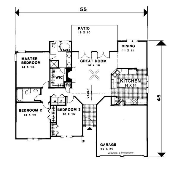 The Benton 7588 - 3 Bedrooms and 2 Baths | The House Designers - 7588