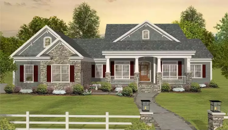 image of single story traditional house plan 1169
