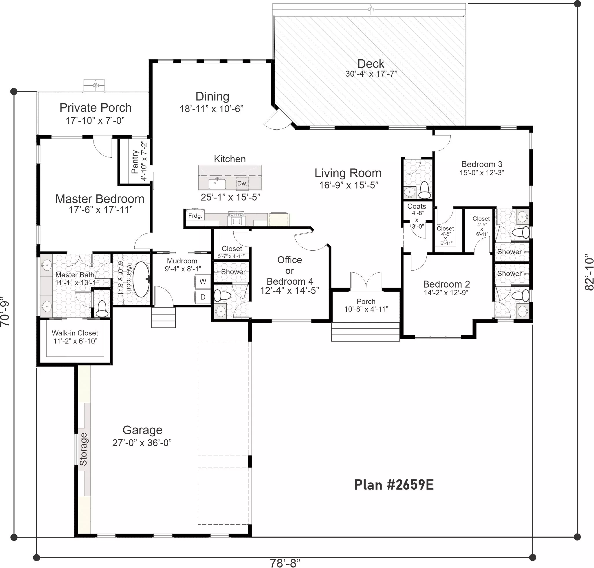 3 Car Garage Ranch Style House Plan 9873: The Onyx - 9873