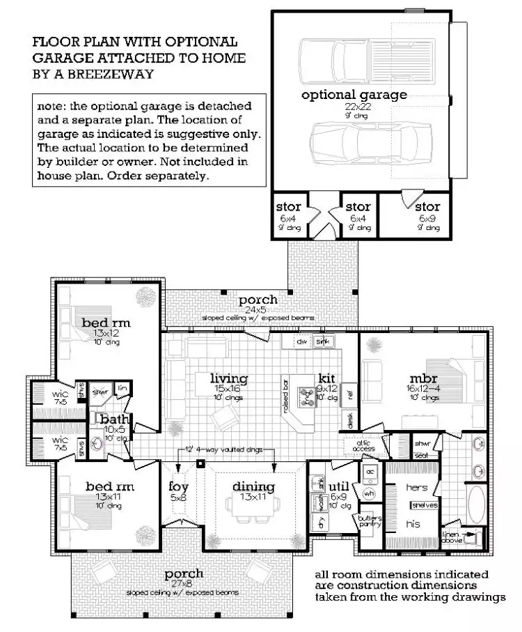 Floor Plan with Optional Detached Garage