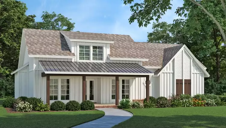 image of single story farmhouse plan 8137