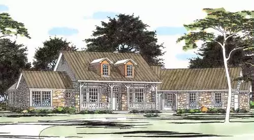 image of single story farmhouse plan 5450