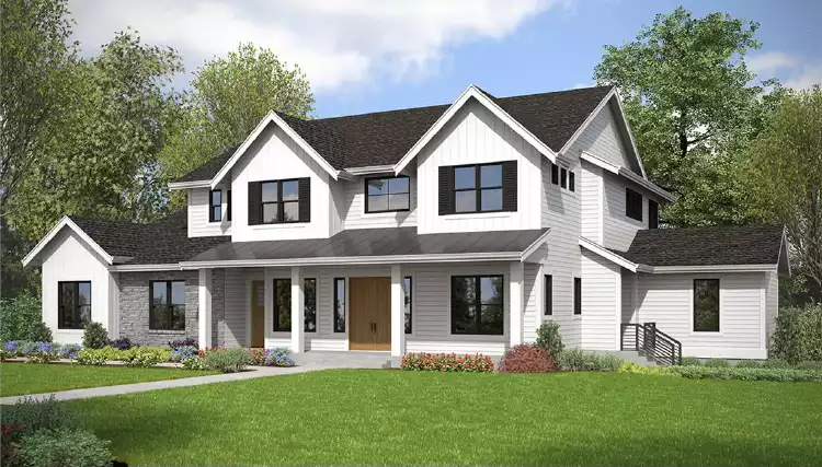 image of 2 story modern farmhouse plan 1386