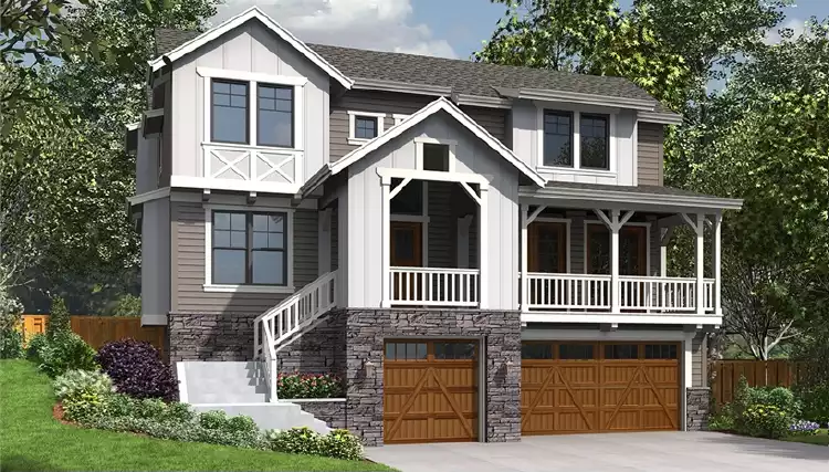 image of large craftsman house plan 7464