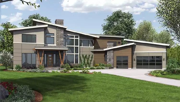 image of large contemporary house plan 3415