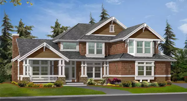 image of large craftsman house plan 3222