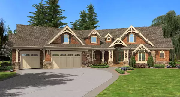 image of large craftsman house plan 3345