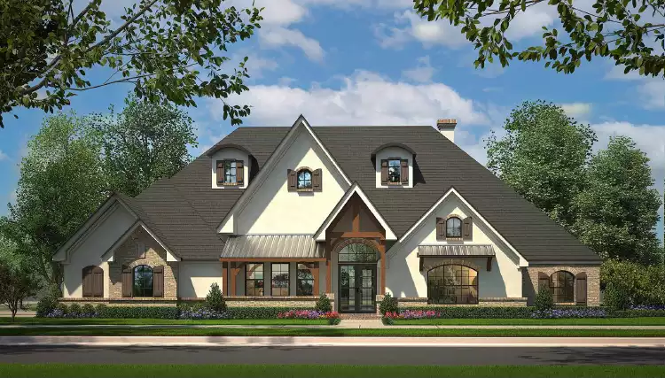 image of single story traditional house plan 4747