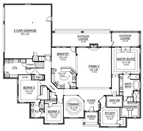 One-story Luxury Home Plan With Bonus Room - 4906