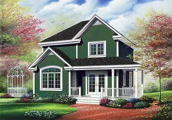 image of small modern house plan 1486