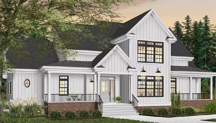 image of 2 story farmhouse plans with porch plan 1431