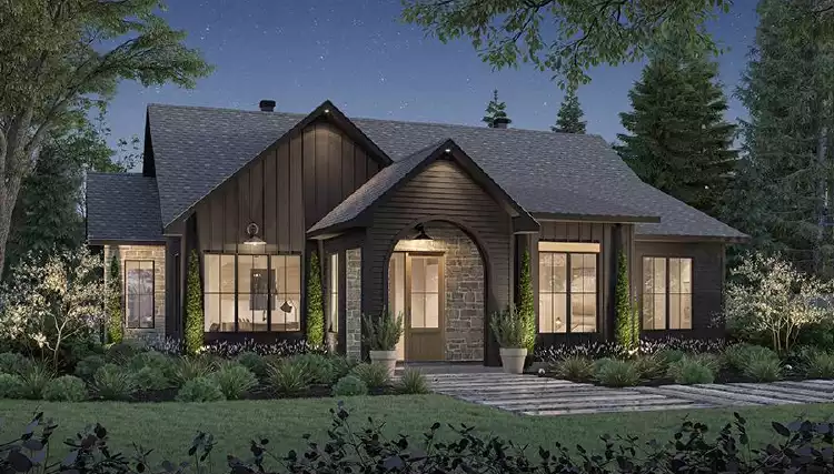 image of single story bungalow house plan 2805