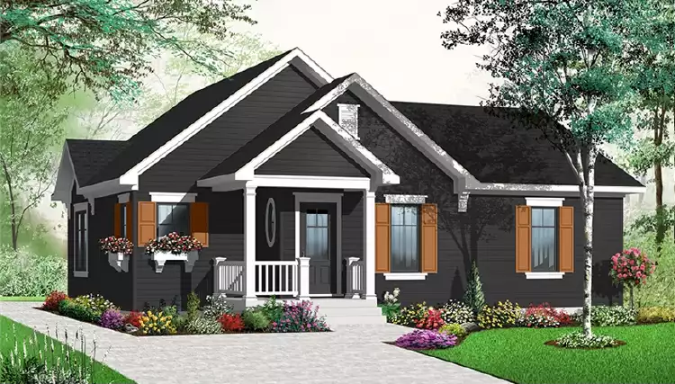 image of single story traditional house plan 6100