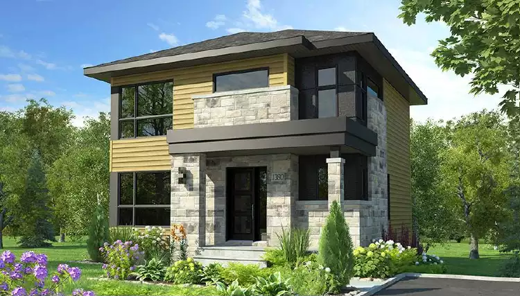 image of small modern house plan 6337