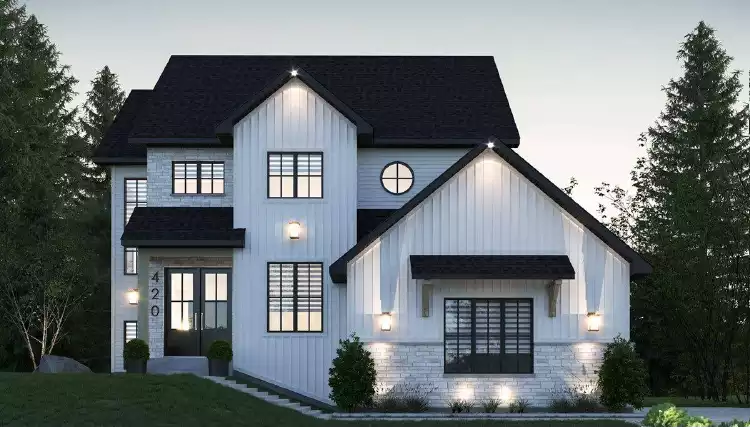 image of 2 story farmhouse plans with porch plan 6611