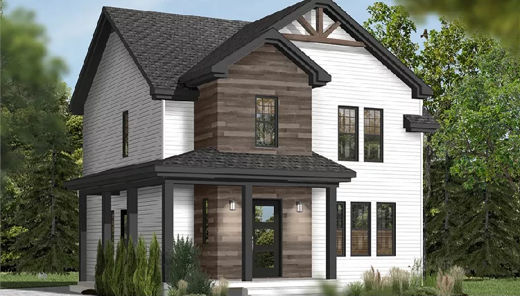 image of 2 story farmhouse plans with porch plan 7852