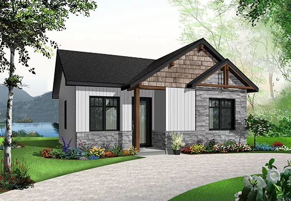 image of single story contemporary house plan 9820