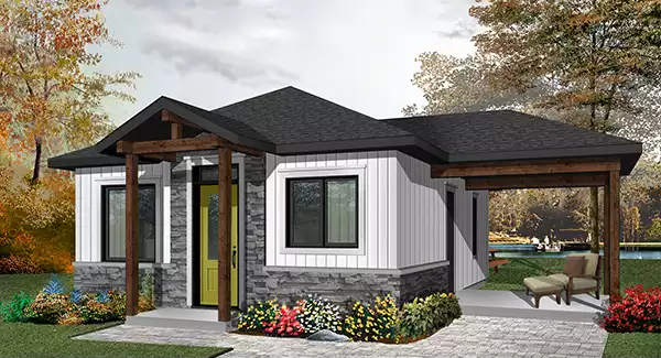 image of single story contemporary house plan 7357