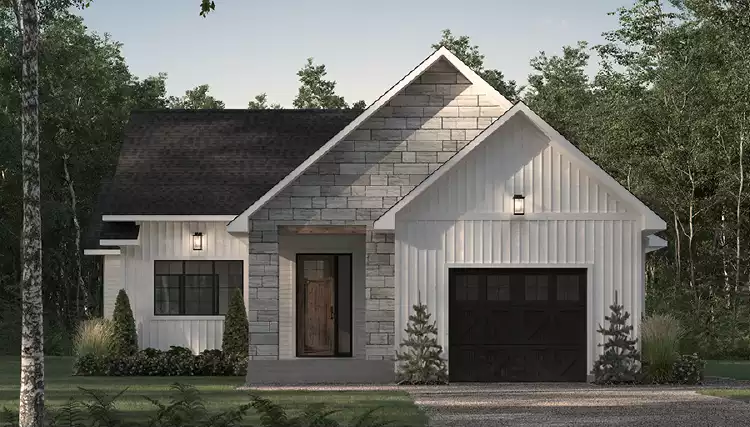 image of single story modern farmhouse plan 4241