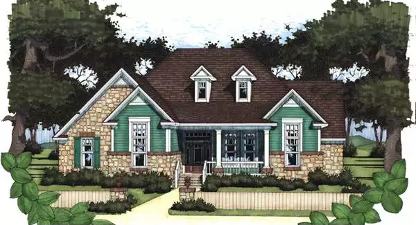 image of single story farmhouse plan 5772