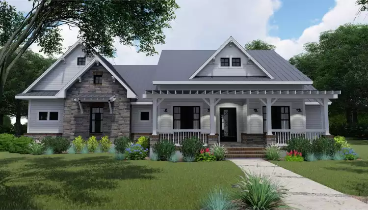 image of single story farmhouse plan 6405