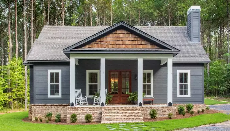 image of single story farmhouse plans with porch plan 7701