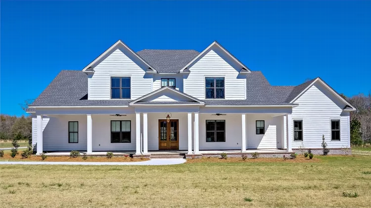 image of 2 story farmhouse plans with porch plan 7705