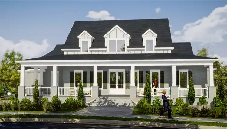 image of 2 story farmhouse plans with porch plan 7708