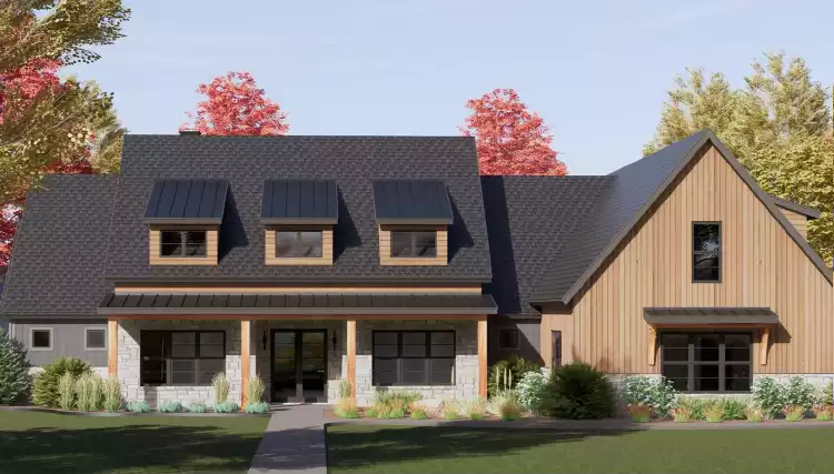 image of single story modern farmhouse plan 7296