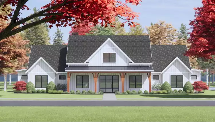 image of single story farmhouse plan 7841