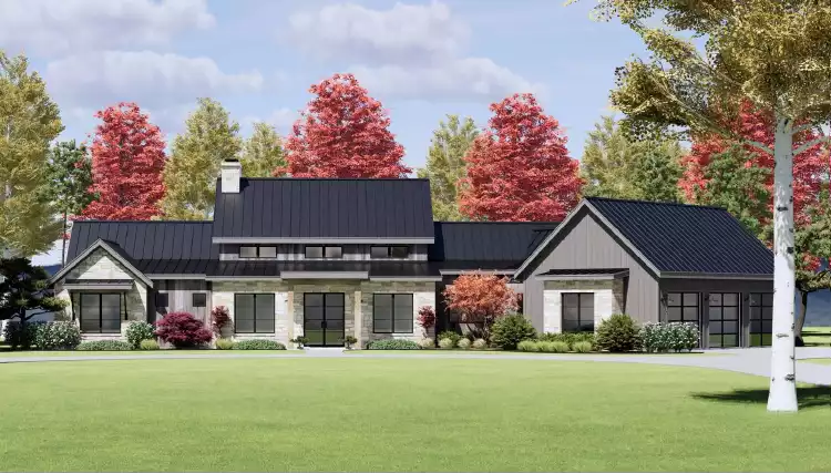 image of single story farmhouse plans with porch plan 8243