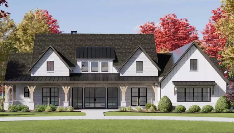 image of single story farmhouse plan 9177