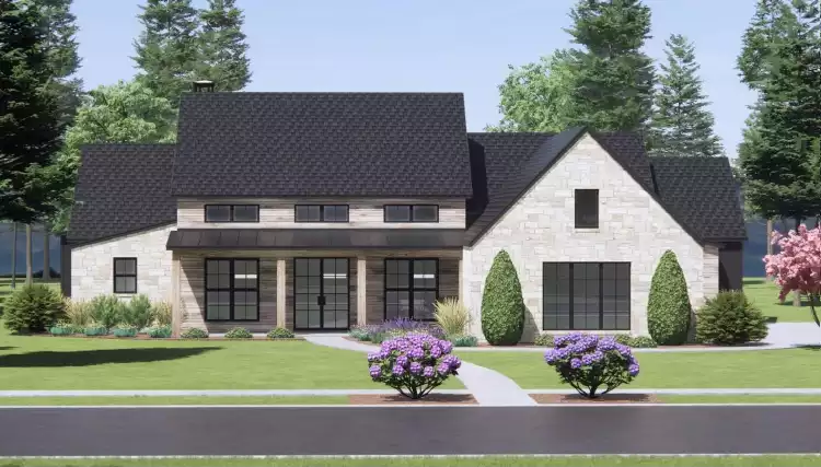 image of single story farmhouse plans with porch plan 9198