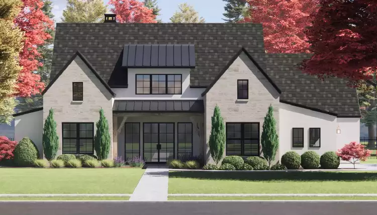 image of single story farmhouse plan 9221