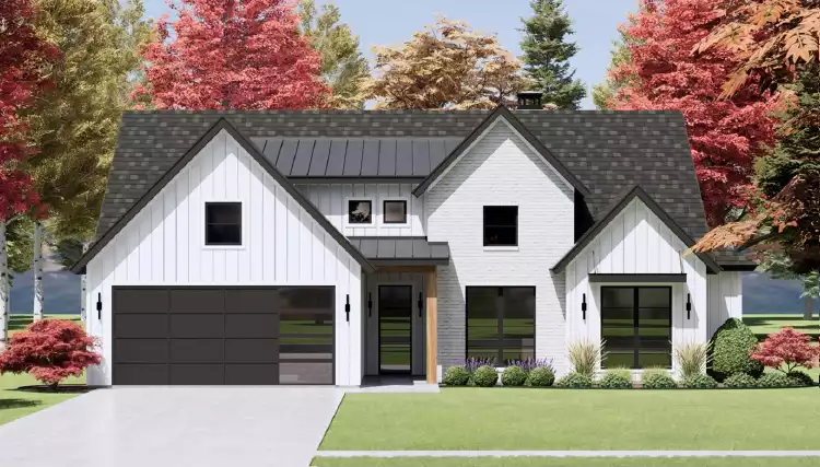 image of single story modern farmhouse plan 9240