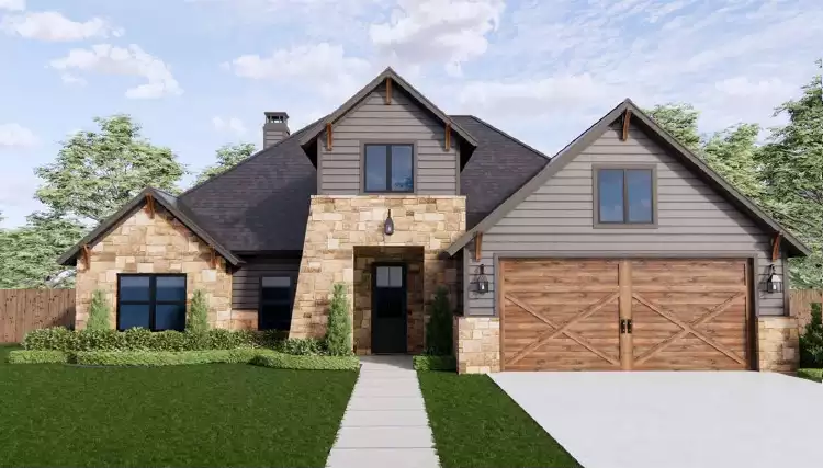 image of single story farmhouse plan 9242