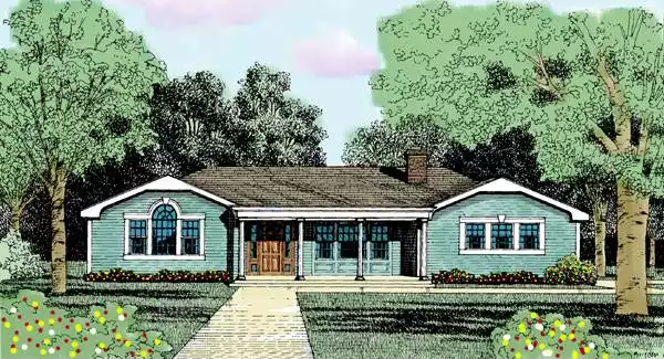 image of single story traditional house plan 3870