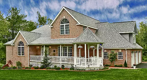 image of 2 story farmhouse plans with porch plan 6642